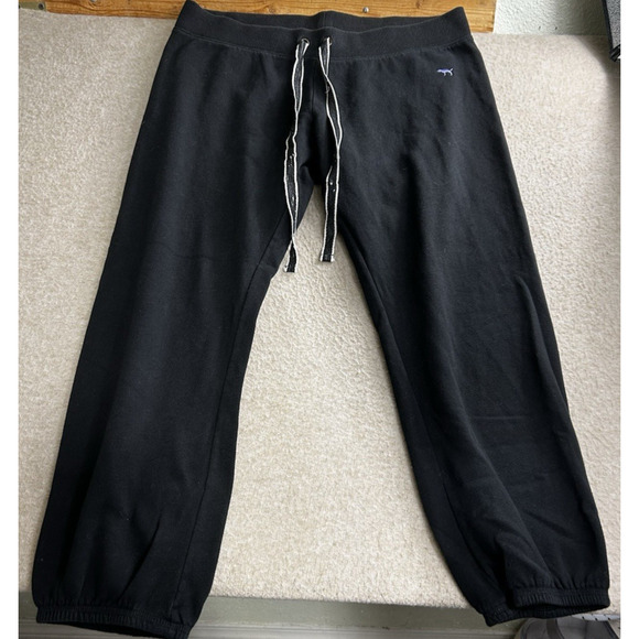 Vintage Y2K Victoria's Secret Pink Crop Sweatpants Sz L Black PINK Spell-Out - Picture 2 of 7